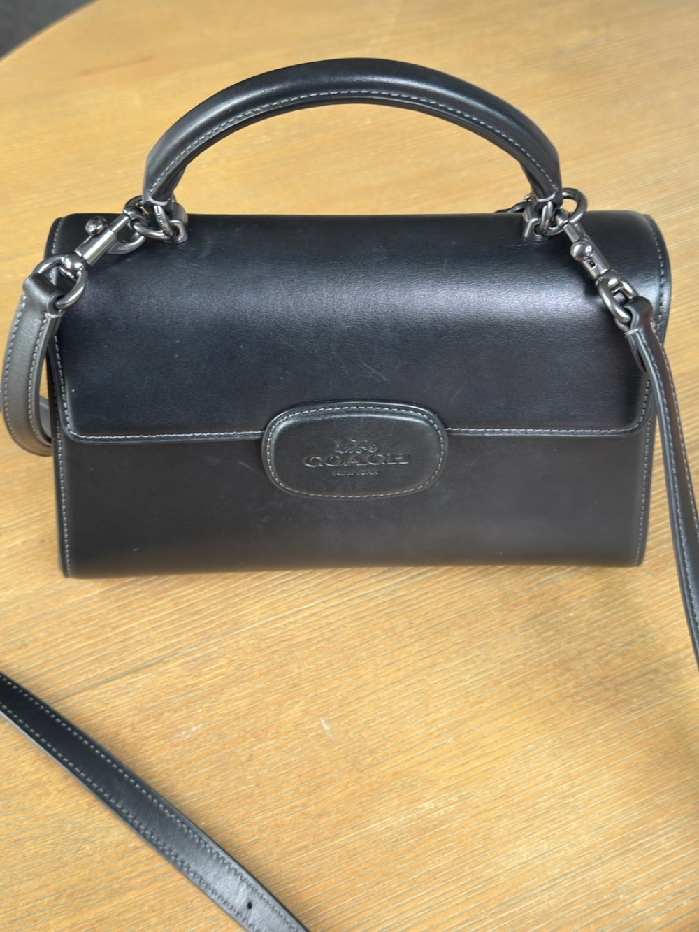 Coach Eliza Black Leather Top-Handle Crossbody Bag - Picture 2 of 15
